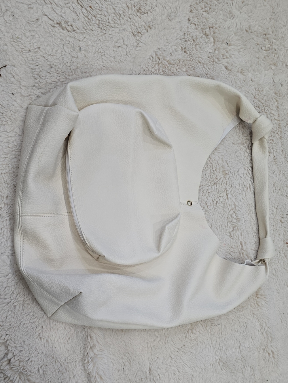 Anthropologie White Pebbled Leather Hobo Shoulder Bag